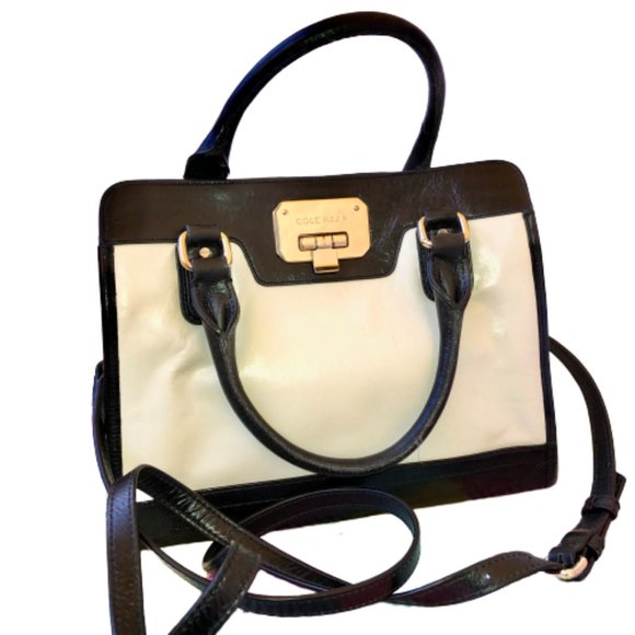 Cole Haan Leather Handbag Satchel Double Handles Detachable Crossbody St… - Picture 10 of 14